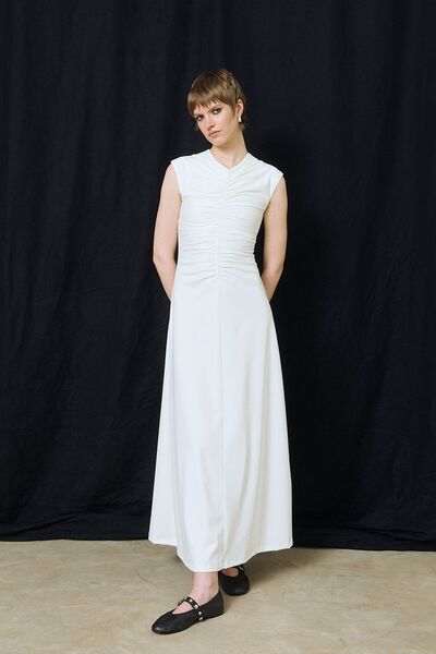 GATHERED FRONT DRESS