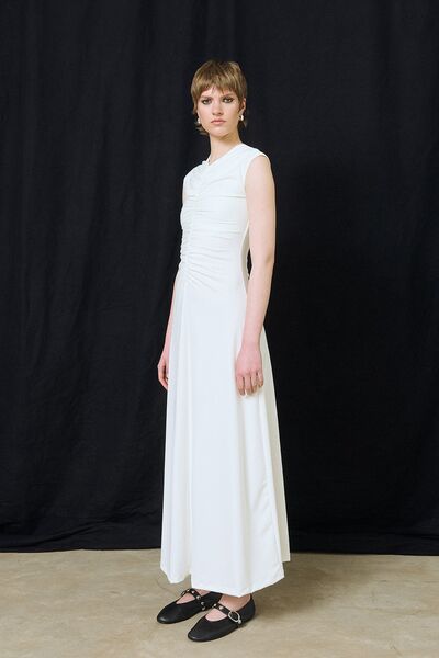 GATHERED FRONT DRESS