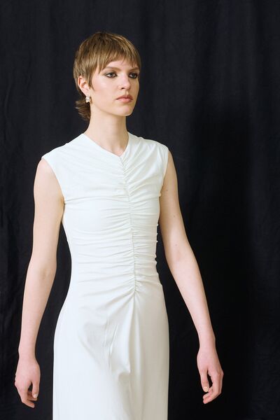 GATHERED FRONT DRESS