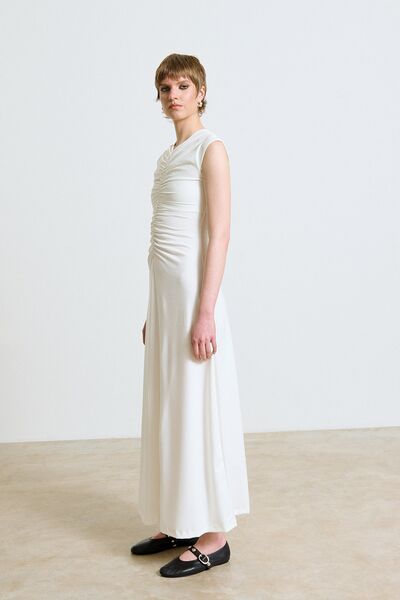 GATHERED FRONT DRESS